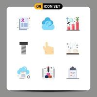 9 Creative Icons Modern Signs and Symbols of beauty forefinger research finger bolt Editable Vector Design Elements