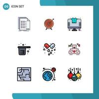 Set of 9 Modern UI Icons Symbols Signs for cook tshirt business store online Editable Vector Design Elements