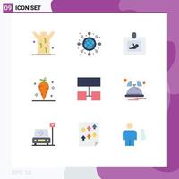 Group of 9 Flat Colors Signs and Symbols for structure layout diagnostics vitamin thanksgiving Editable Vector Design Elements