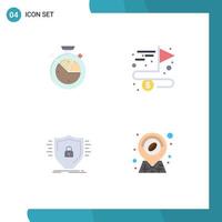 grupo de 4 iconos planos signos y símbolos para medir datos de cortafuegos desde elementos de diseño de vectores editables de seguridad completa