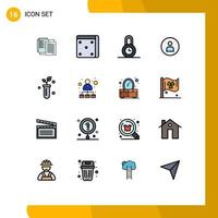 16 User Interface Flat Color Filled Line Pack of modern Signs and Symbols of lab tube lock ui worker Editable Creative Vector Design Elements