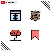 Universal Icon Symbols Group of 4 Modern Filledline Flat Colors of internet nature web corn spring Editable Vector Design Elements