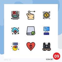 9 Universal Filledline Flat Color Signs Symbols of connected user hot man account Editable Vector Design Elements