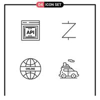 Group of 4 Filledline Flat Colors Signs and Symbols for api internet software crypto world Editable Vector Design Elements