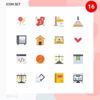 Universal Icon Symbols Group of 16 Modern Flat Colors of heart beat air technology download Editable Pack of Creative Vector Design Elements