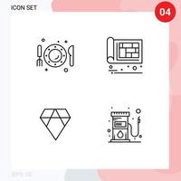 4 Line concept for Websites Mobile and Apps dish engineer knife building coin Editable Vector Design Elements