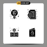 Solid Glyph Pack of 4 Universal Symbols of retail economy offer information transfer Editable Vector Design Elements