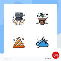 Modern Set of 4 Filledline Flat Colors and symbols such as internet hosting stop growth money cloud Editable Vector Design Elements