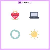 Set of 4 Modern UI Icons Symbols Signs for heart washer love letter macbook shinning Editable Vector Design Elements