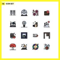 Universal Icon Symbols Group of 16 Modern Flat Color Filled Lines of internet making love purse money Editable Creative Vector Design Elements