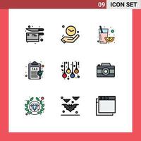 paquete de iconos de vector de stock de 9 signos y símbolos de línea para elementos de diseño de vector editables de finanzas de pago de fruta de ingresos de bolas