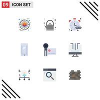 User Interface Pack of 9 Basic Flat Colors of digital camera iphone hobbies android smart phone Editable Vector Design Elements