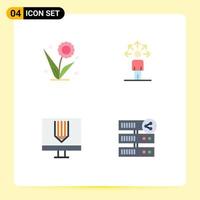 User Interface Pack of 4 Basic Flat Icons of flora coding nature abilities design Editable Vector Design Elements