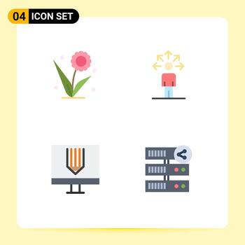 paquete de interfaz de usuario de 4 iconos planos básicos de flora codificación naturaleza habilidades diseño elementos de diseño vectorial editables vector