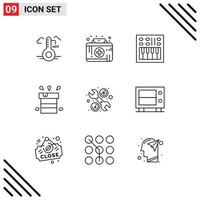 Stock Vector Icon Pack of 9 Line Signs and Symbols for water miscellaneous amplifier dry volume Editable Vector Design Elements