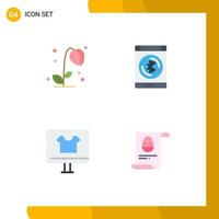 Modern Set of 4 Flat Icons Pictograph of sun flower browser spring data commerce Editable Vector Design Elements