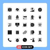 Modern Set of 25 Solid Glyphs and symbols such as trophy cup user award oats Editable Vector Design Elements