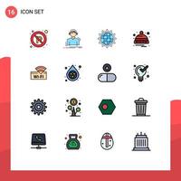 16 Thematic Vector Flat Color Filled Lines and Editable Symbols of sale hat music cold business Editable Creative Vector Design Elements