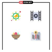 Editable Vector Line Pack of 4 Simple Flat Icons of marketing easter film multimedia nest Editable Vector Design Elements