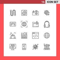 Outline Pack of 16 Universal Symbols of touch interaction camera firecracker china Editable Vector Design Elements