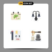 Group of 4 Flat Icons Signs and Symbols for calendar coding spring light develop Editable Vector Design Elements