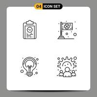 Mobile Interface Line Set of 4 Pictograms of clipboard saint progress festival creative Editable Vector Design Elements