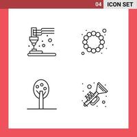 Mobile Interface Line Set of 4 Pictograms of printing tree print costume ireland Editable Vector Design Elements