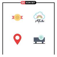 paquete de 4 iconos planos creativos de etiqueta ubicación red conectar marcador elementos de diseño vectorial editables vector