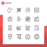 16 Universal Outline Signs Symbols of estate paper a office note Editable Vector Design Elements