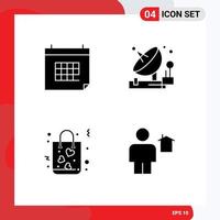 4 Thematic Vector Solid Glyphs and Editable Symbols of appointment space day communication gift Editable Vector Design Elements