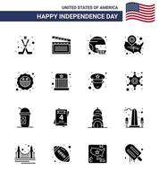 Set of 16 Modern Solid Glyphs pack on USA Independence Day wisconsin states american map state Editable USA Day Vector Design Elements