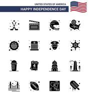 Set of 16 Modern Solid Glyphs pack on USA Independence Day wisconsin states american map state Editable USA Day Vector Design Elements