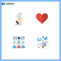 Set of 4 Modern UI Icons Symbols Signs for recruitment broken human resource love presentation Editable Vector Design Elements