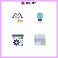 Pack of 4 Modern Flat Icons Signs and Symbols for Web Print Media such as screw driver api concept tool baseball database Editable Vector Design Elements