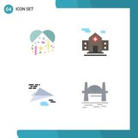 Flat Icon Pack of 4 Universal Symbols of celebration design hospital paper plane bridge Editable Vector Design Elements