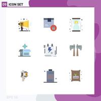 Modern Set of 9 Flat Colors Pictograph of document open box secure box fast Editable Vector Design Elements