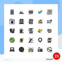 paquete de iconos vectoriales de stock de 25 signos y símbolos de línea para la interfaz tick sun ok ver elementos de diseño vectorial editables vector