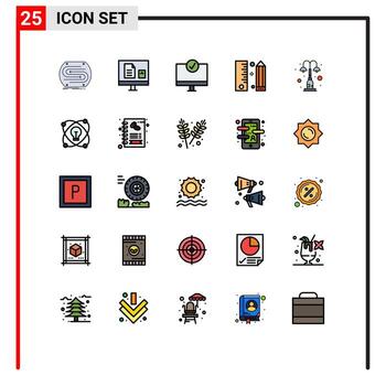 paquete de 25 colores planos creativos de línea rellena de dispositivos de hardware de aprendizaje de codificación de desarrollo elementos de diseño vectorial editables vector