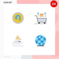 Pack of 4 creative Flat Icons of arrow boat way robot indian Editable Vector Design Elements