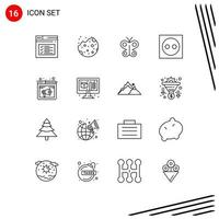 Universal Icon Symbols Group of 16 Modern Outlines of plug electricity food appliances spring Editable Vector Design Elements