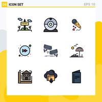 Set of 9 Modern UI Icons Symbols Signs for security cctv hearts right arrow Editable Vector Design Elements