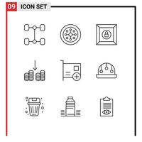 User Interface Pack of 9 Basic Outlines of baby devices product computers add Editable Vector Design Elements