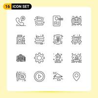 Universal Icon Symbols Group of 16 Modern Outlines of gainer avatar controller pumpkin face Editable Vector Design Elements