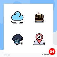 Mobile Interface Filledline Flat Color Set of 4 Pictograms of wind light cake canada technology Editable Vector Design Elements