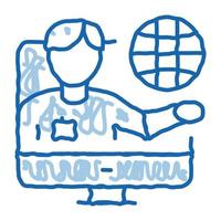 Online Computer Guide doodle icon hand drawn illustration vector