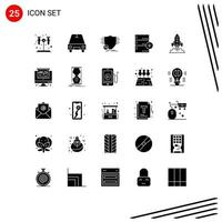 25 User Interface Solid Glyph Pack of modern Signs and Symbols of spaceship database money data backup Editable Vector Design Elements