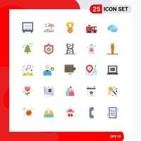 Set of 25 Vector Flat Colors on Grid for cloudy fireman achievement firefighter emergency Editable Vector Design Elements