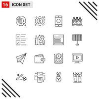 Group of 16 Modern Outlines Set for judge contest shop competition message Editable Vector Design Elements