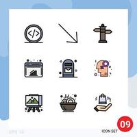 9 Creative Icons Modern Signs and Symbols of office box navigation web graph Editable Vector Design Elements