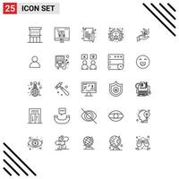 Mobile Interface Line Set of 25 Pictograms of growth badge marketing award contract Editable Vector Design Elements